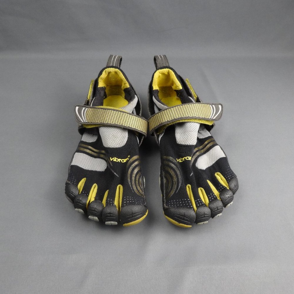 Vibram Five Finger Shoes Black Yellow Gray Strap Men's Size 8.5 - 9 Model: M3681